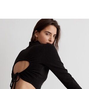 Madewell Ribbed Mockneck Open-Back Crop Top size XL